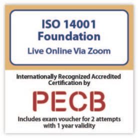 ISO 14001 Foundation -  Live Online – English – 2 Exam Attempts Included