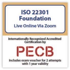 ISO 22301 Foundation Live Online English – 2 PECB Exam Attempts Included