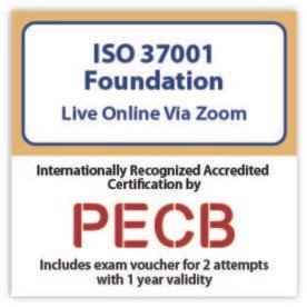 ISO 37001 Foundation – Live Online – English – 2 PECB Exam Attempts Included