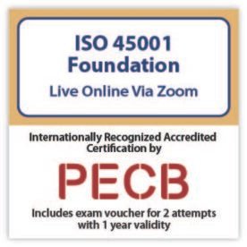 ISO 45001 Foundation – Live Online – English – 2 Exam Attempts Included
