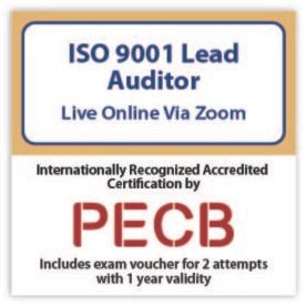 ISO 9001 Lead Auditor -  Live Online – English – 2 Exam Attempts Included