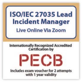 ISO/IEC 27035 Lead Incident Manager – Live Online – English – 2 Exam Attempts Included