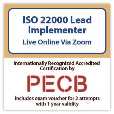 PECB ISO 22000 Lead Implementer Live online in English - New Course Offer
