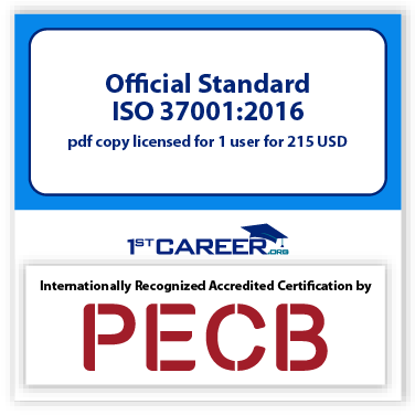 Official Standard ISO 37001:2016 pdf copy licensed for 1 user for 215 USD - New Course Offer