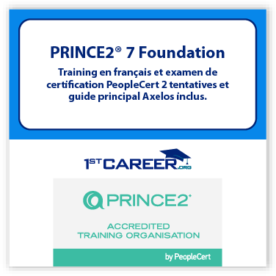 PRINCE2® 7 Foundation Training en français et examen de certification PeopleCert 2 tentatives et guide principal Axelos inclus.