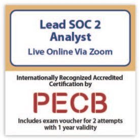 PECB Lead SOC 2 Manager– Live Online – English – With PECB 2 Exam Attempts Included