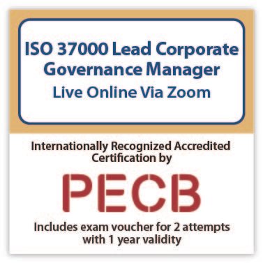 ISO 37000 Lead Corporate Governance Manager – Live Online – English – 2 Exam Attempts Included - New Course Offer