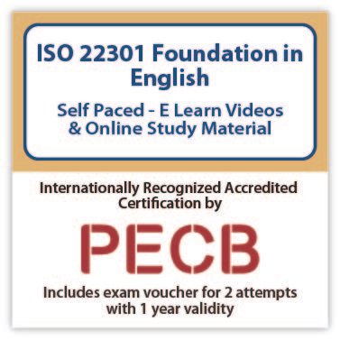 ISO 22301 Foundation eLearning Course | Includes PECB Certification, 2 Exams attempts.