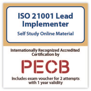 ISO/IEC 21001 Lead Implementer Self-study with PECB Exam 2 Attempts Included.