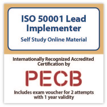 ISO 50001 Lead Implementer Self-study with PECB Exam 2 Attempts Included.