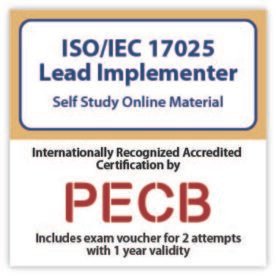 ISO/IEC 17025 Lead Implementer Self-study with PECB Exam 2 Attempts Included.