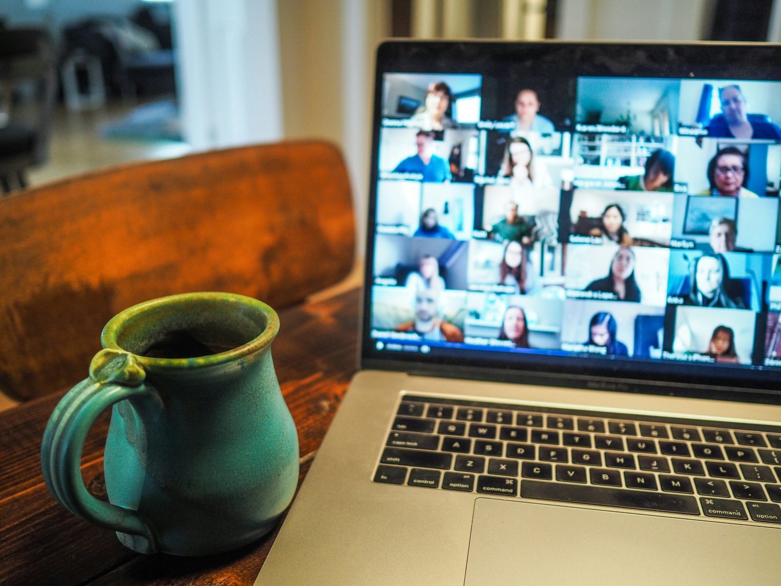 Laptop showing a live online class